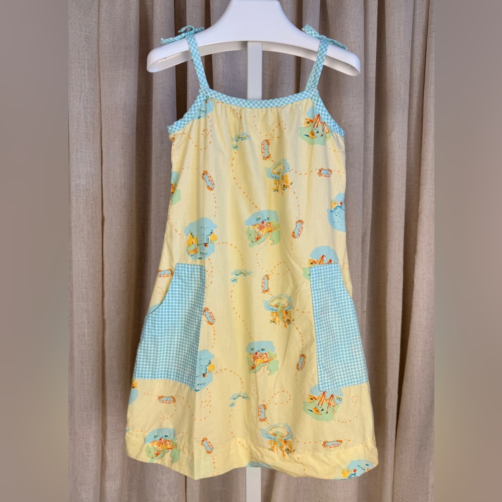MUNKI MUNKI Yellow & Light Blue Gingham Pocket Sundress XS NWOT